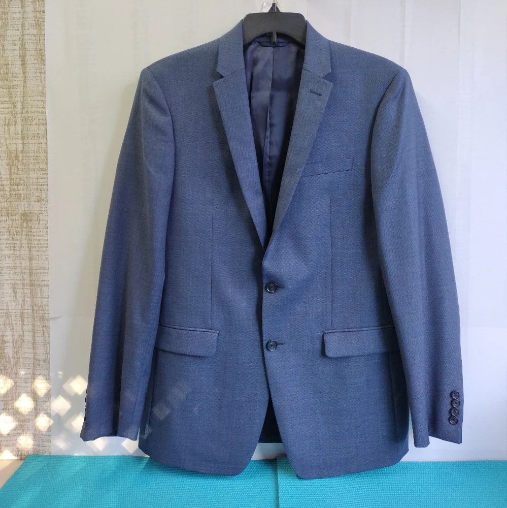 Dkny Men's 100% Wool Natural Stretch Suit Jacket Blue Size 40L